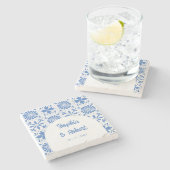 Mexican Blue Talavera Tegels Wedding Stenen Onderzetter (Zijkant)
