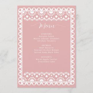 Mexican Blush Papel Picado Boho Vrijgezellenfeest Menu