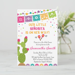 Mexican Boho Fiesta Baby shower Uitnodiging