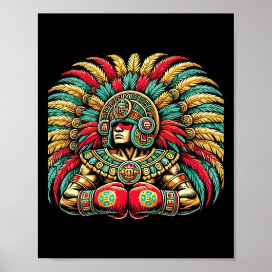 Mexican Boxing Aztec Warrior Design Poster (Voorkant)