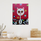 MEXICAN CAT DIA DE LOS MUERTOS PAINTING POSTER (Keuken)