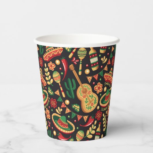 Mexican Cinco De Mayo Pattern  Papieren Bekers (Achterkant)