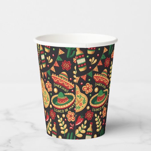 Mexican Cinco De Mayo Pattern  Papieren Bekers (Rechts)
