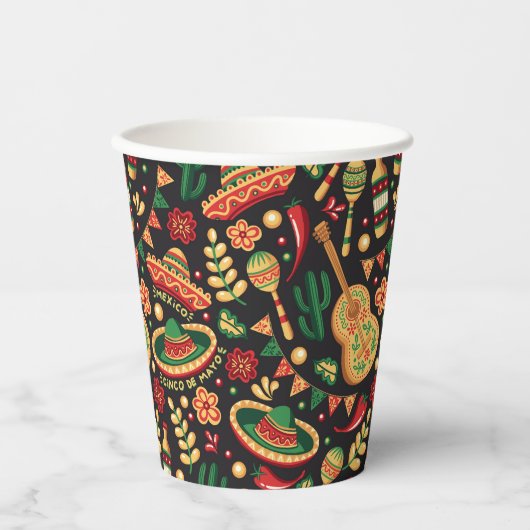 Mexican Cinco De Mayo Pattern  Papieren Bekers (Voorkant)