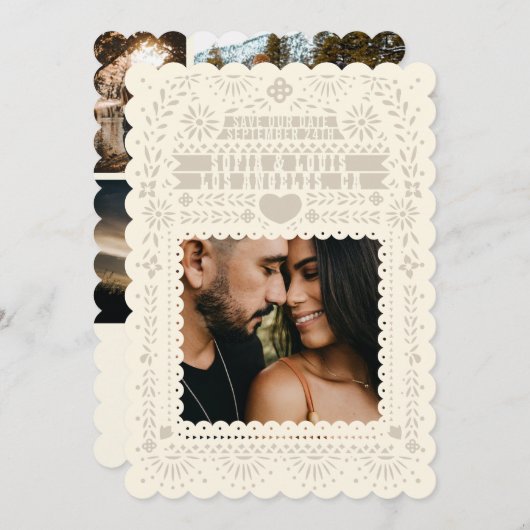 Mexican Fantail Doves Papel Picado Collage Kaart (Voorkant / Achterkant)