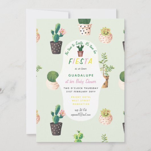 MEXICAN Fiesta BABY SHOWER Invitation Cactus Succu (Devant)