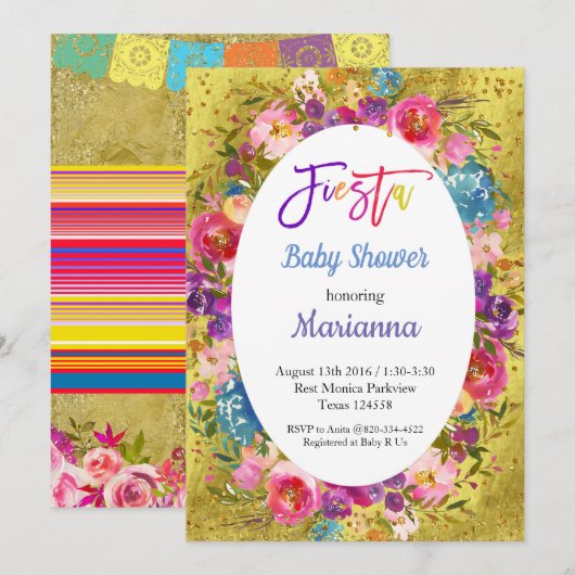 Mexican Fiesta Baby shower Party Invitation Kaart (Voorkant / Achterkant)