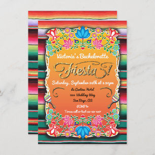 Mexican Fiesta Bachelorette Party Gold Glitter Kaart