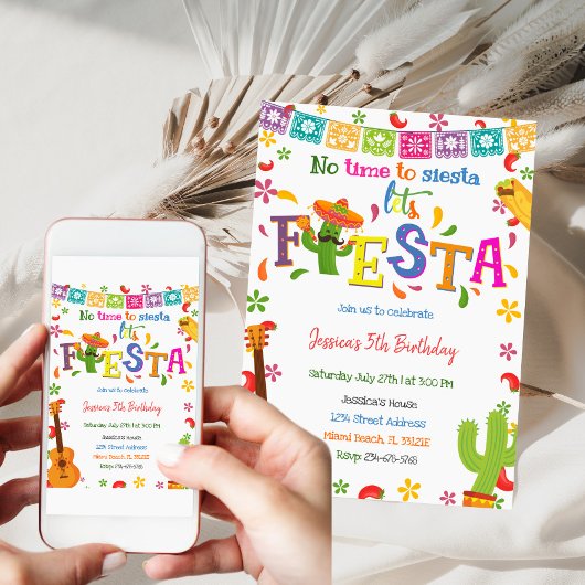 Mexican Fiesta Birthday Invitation Kaart