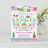 Mexican Fiesta Birthday Party Cactus Invitation Kaart (Staand voorkant)