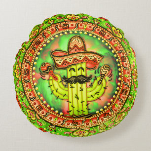 Mexican Fiesta Cinco de Mayo Sombrero Pet Green Rond Kussen
