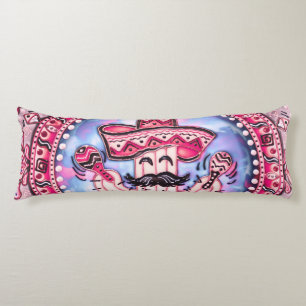 Mexican Fiesta Cinco de Mayo Sombrero Pink Blue Lichaamskussen