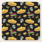Mexican Fiesta & Día de Muertos Vierkante Kartonnen Onderzetter (Voorkant)