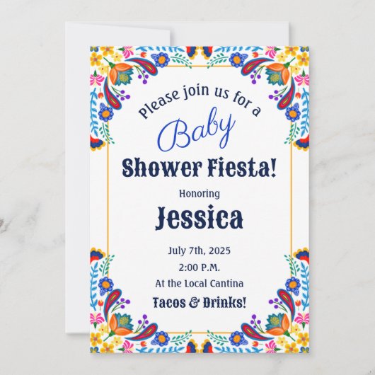 Mexican Fiesta Floral Baby shower Invitation Kaart (Voorkant)