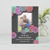 Mexican Fiesta Floral Mandala Save the Date Photo (Staand voorkant)