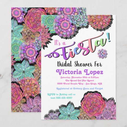 Mexican Fiesta Floral Mandala Vrijgezellenfeest Kaart (Voorkant / Achterkant)