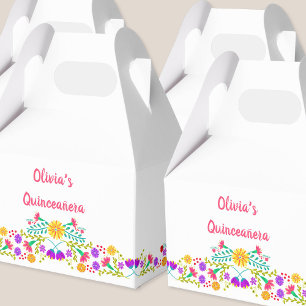 Mexican Fiesta Flowers White roze gepersonaliseerd Bedankdoosjes