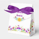 Mexican Fiesta Flowers Wit Paarse Gepersonaliseerd Bedankdoosjes (Voorkant Zijde)