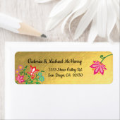 Mexican Fiesta Goudfolie Bloemen adresetiketten Etiket (Insitu)