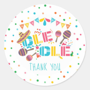 Mexican Fiesta Persoonlijke verjaardag Dank u Ronde Sticker