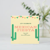 Mexican Fiesta Rehearsal Dinner Cactus Floral Kaart (Staand voorkant)