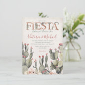 Mexican Fiesta Rehearsal Dinner Cactus Floral Kaart (Staand voorkant)