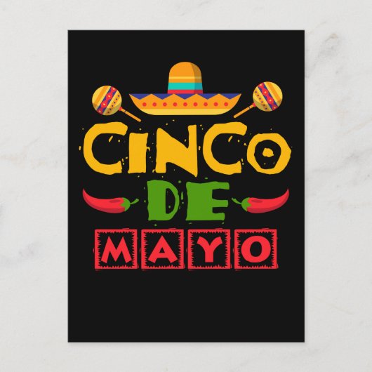 Mexican Fiesta Sombrero Happy Cinco de Mayo Briefkaart (Voorkant)