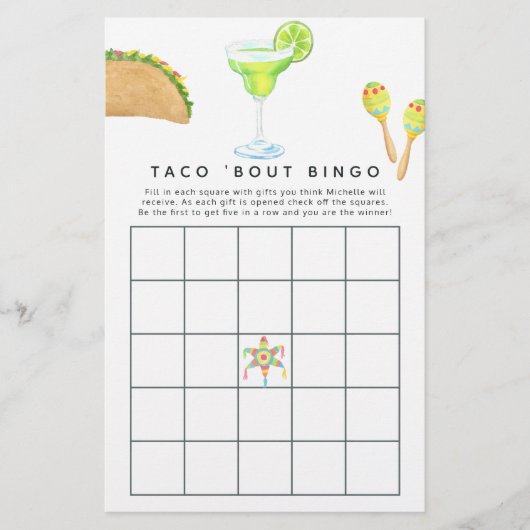 Mexican Fiesta Taco'bout Love Bingo (Voorkant)