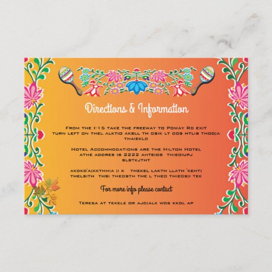 Mexican Fiesta Wedding Info cards Informatiekaartje (Voorkant)