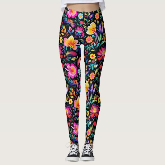 Mexican Floral Fiesta Leggings (Voorkant)