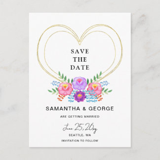 Mexican Floral Fiesta Save The Date Aankondigingskaart