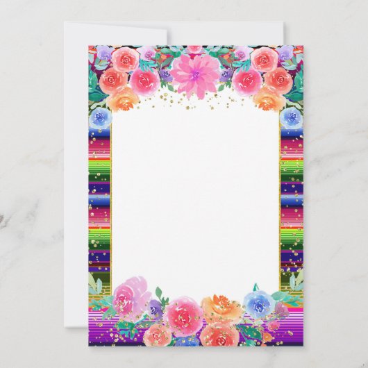 Mexican Floral Gold Glitter verlovingsfeest Kaart (Achterkant)