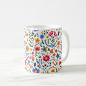 Mexican Floral Pattern Mug Koffiemok (Voorkant rechts)
