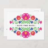 Mexican Floral Save The Date Briefkaart (Voorkant / Achterkant)