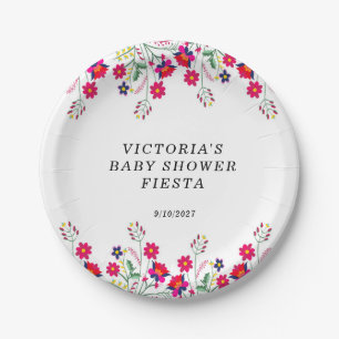 Mexican Flowers Baby shower Fiesta Papieren Bordje