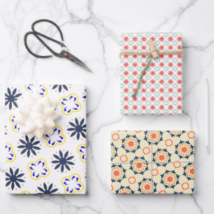 Mexican Folk Art Bloemen sinaasappel kleurrijk Inpakpapier Vel