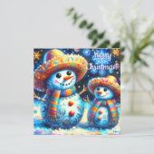 Mexican Folk Art Snowmen Snowman Personalized (Staand voorkant)