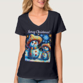 Mexican Folk Art Snowmen Snowman Personalized T-shirt (Voorkant)