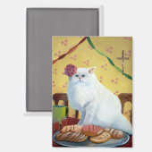 Mexican Folk Inspired White Cat Magneet (Voorkant / Achterkant)