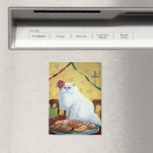 Mexican Folk Inspired White Cat Magneet (Insitu (Vaatwasser))