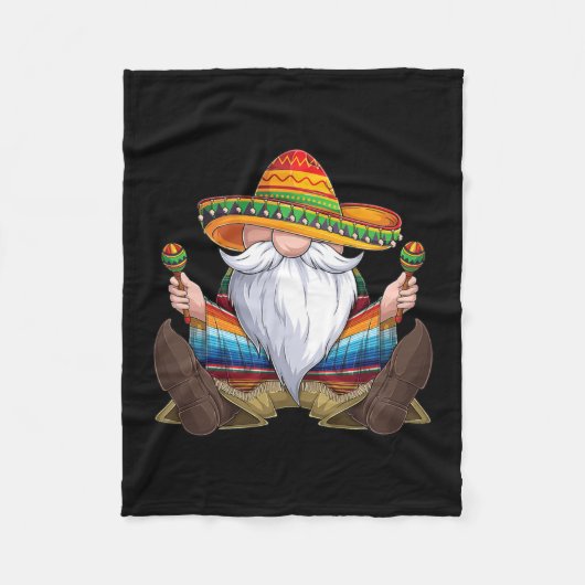 Mexican Gnome Cinco De Mayo Serape Poncho men Fleece Deken (Voorkant)