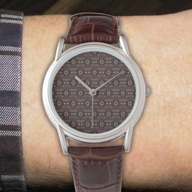 Mexican inspired Pattern in Brown Horloge (Creator heeft geüpload)