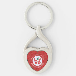 Mexican LOVE Heart Flag Valentijn gepersonaliseerd Sleutelhanger