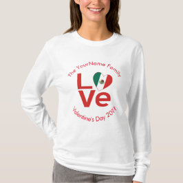 Mexican LOVE Heart Flag Valentijn gepersonaliseerd T-shirt