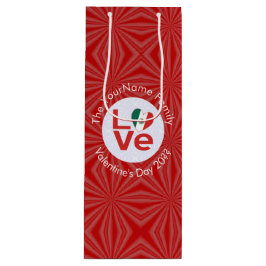 Mexican LOVE Heart Flag Valentijn gepersonaliseerd Wijn Cadeautas