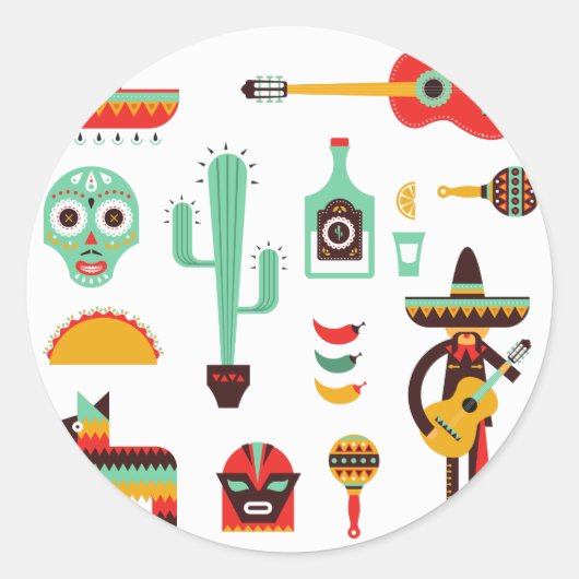 mexican mariachi ronde sticker (Voorkant)