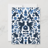 Mexican Otomi Wedding Reception Card - Navy Blue Kaart (Achterkant)