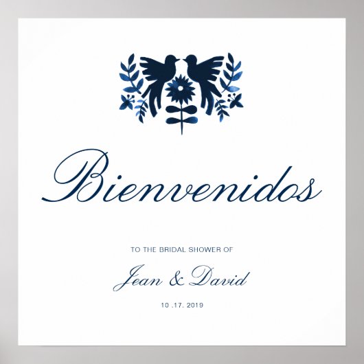 Mexican Otomi Welcome Poster - marine (Voorkant)