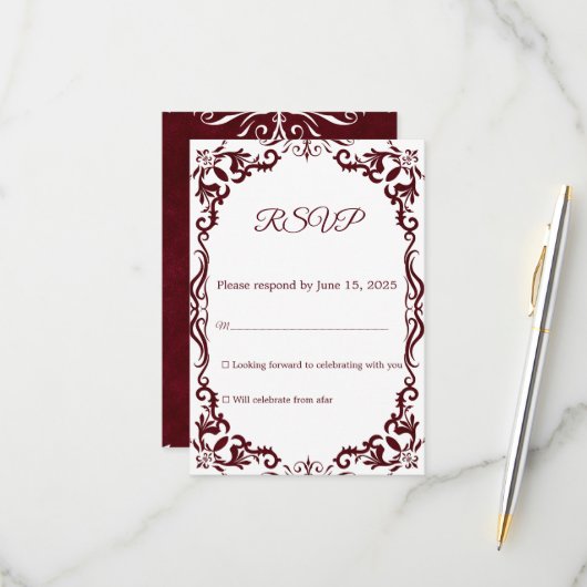 Mexican Papel Picado Wedding RSVP Card (Devant/Arrière en situation)