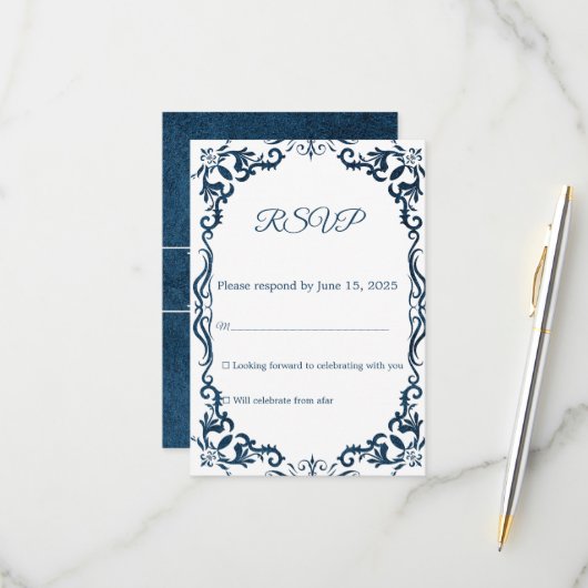 Mexican Papel Picado Wedding RSVP Card (Devant/Arrière en situation)